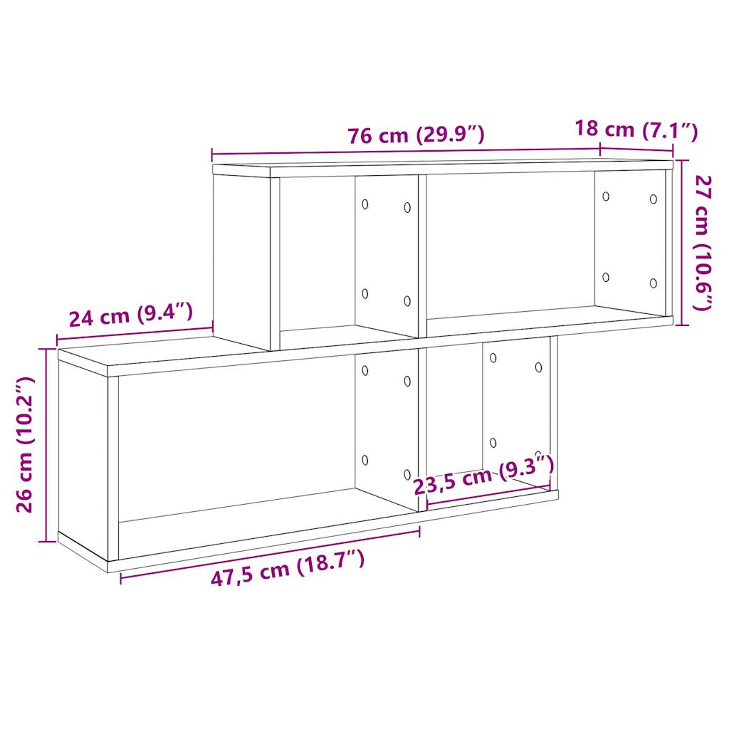 Estante de pared madera de ingeniería envejecida 100x18x53 cm
