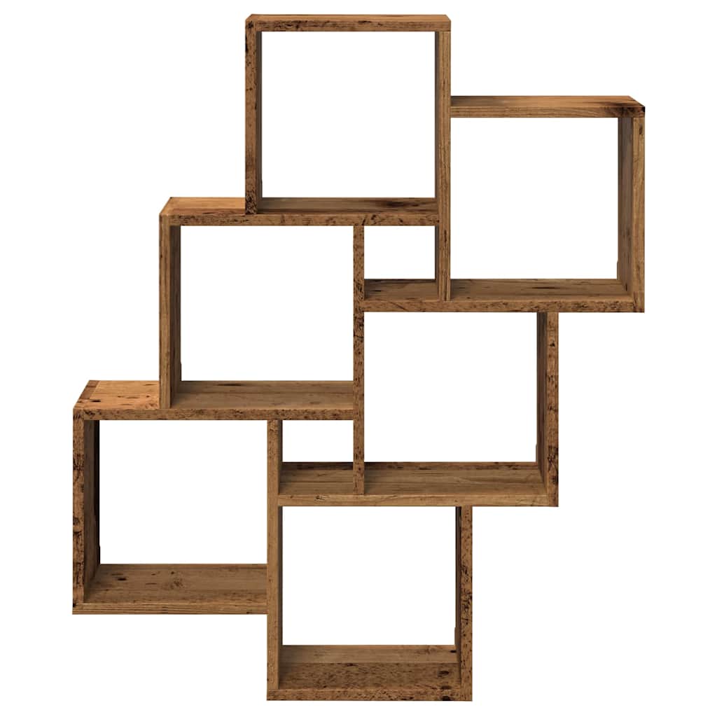 Estante cubo de pared madera ingeniería envejecida 78x15x93 cm