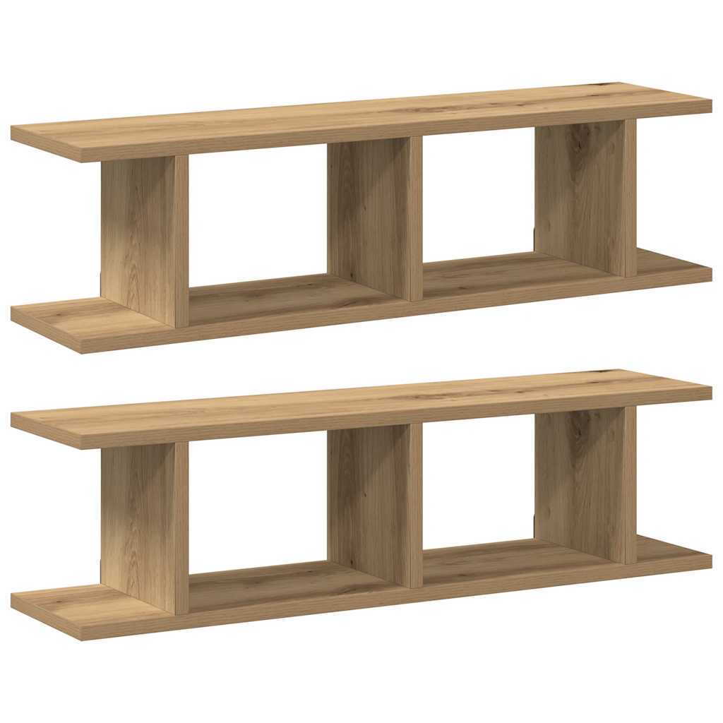 Estantes pared 2uds madera ingeniería roble artisian 75x18x20cm