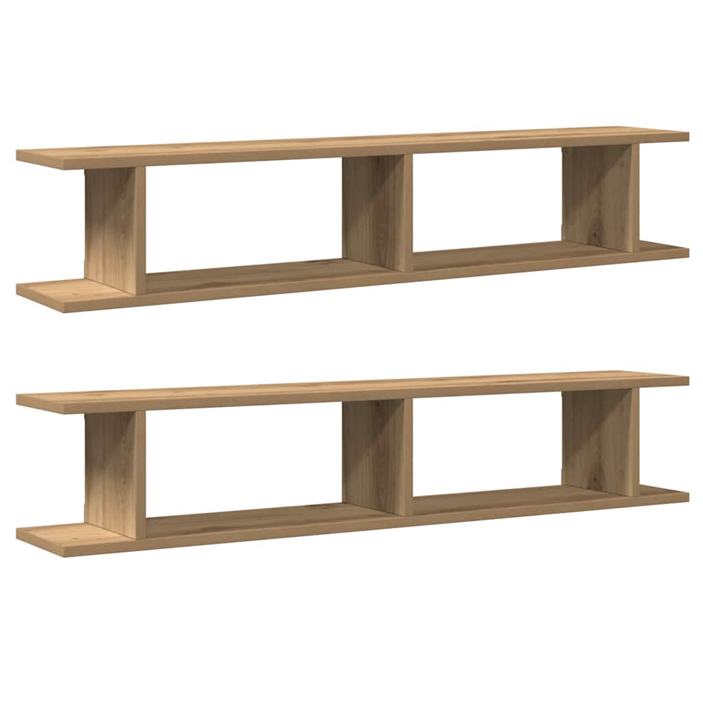 Estante pared 2uds madera ingeniería roble artisian 105x18x20cm