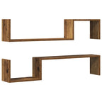 Estante de pared 2 uds madera ingeniería envejecida 100x15x20cm