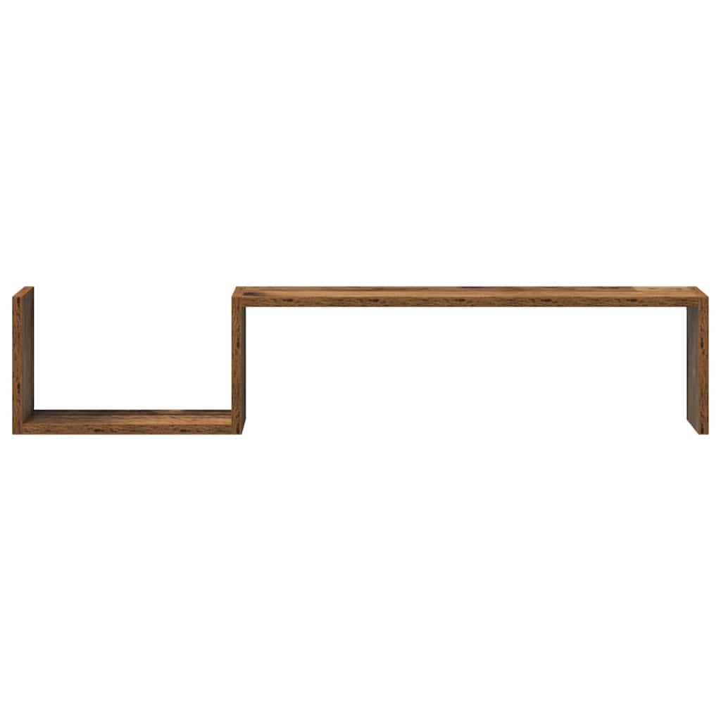 Estante de pared 2 uds madera ingeniería envejecida 100x15x20cm