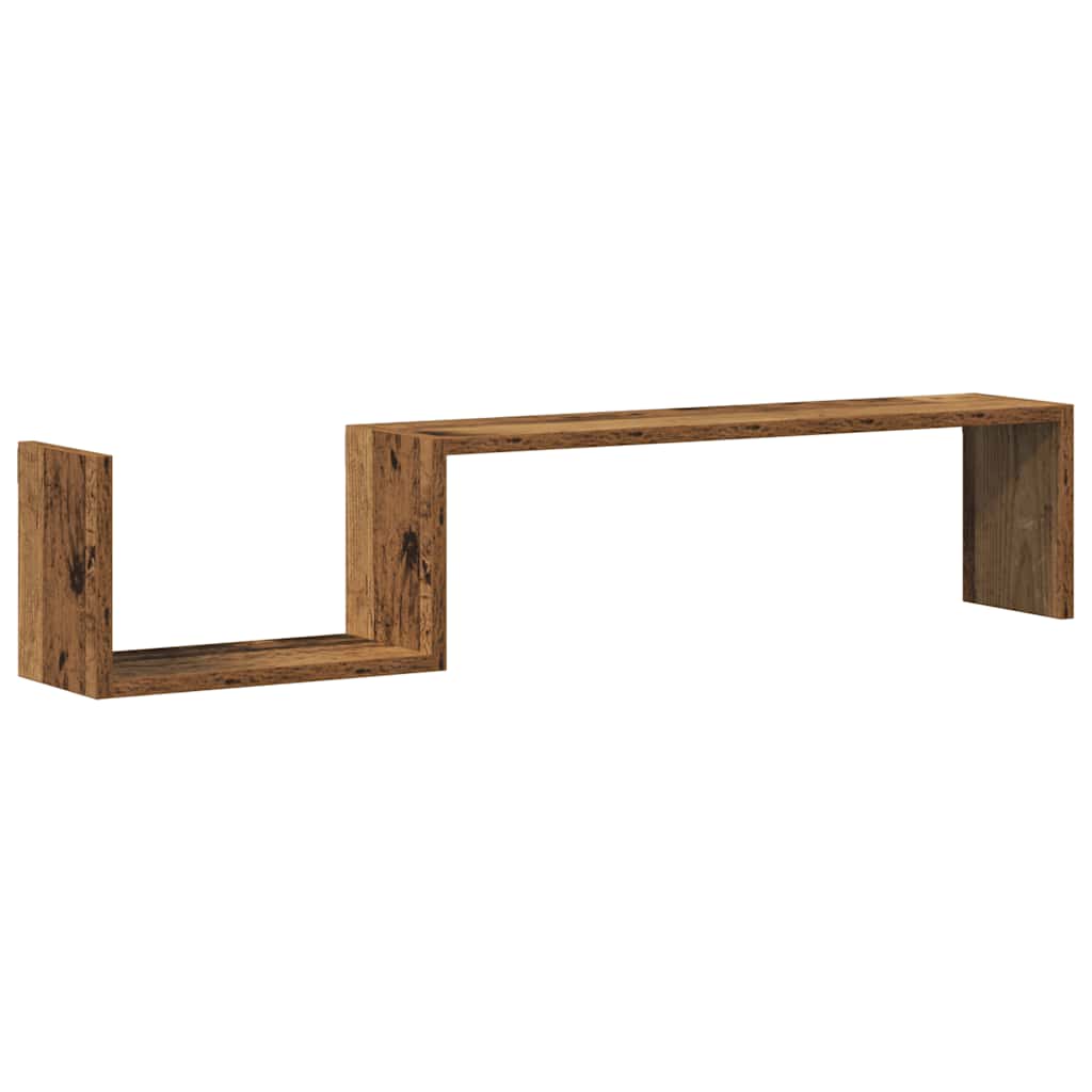 Estante de pared 2 uds madera ingeniería envejecida 100x15x20cm