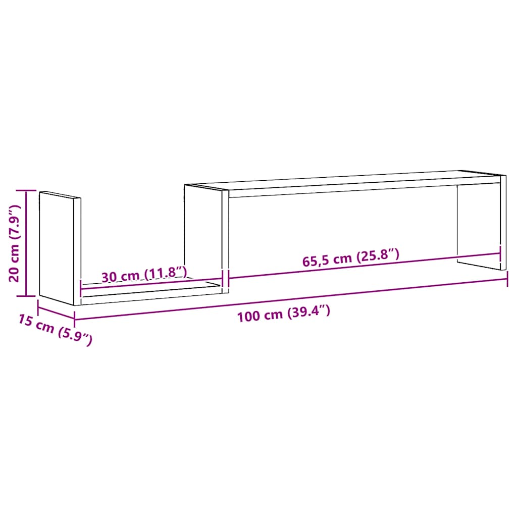 Estante de pared 2 uds madera ingeniería envejecida 100x15x20cm