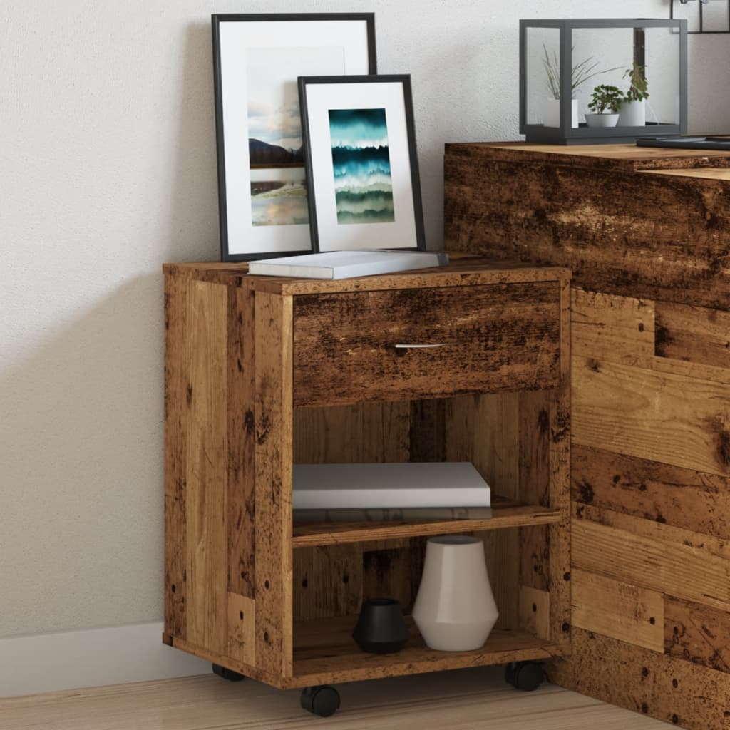 Armario con ruedas madera de ingeniería envejecida 46x36x59 cm