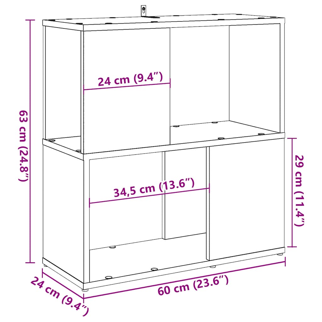 Estantería madera de ingeniería roble artisan 60x24x63 cm