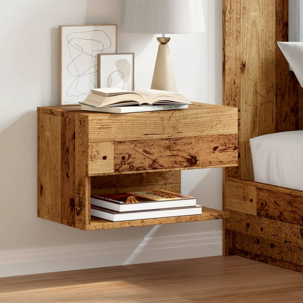Mesita de noche de pared 2 uds color gris Sonoma