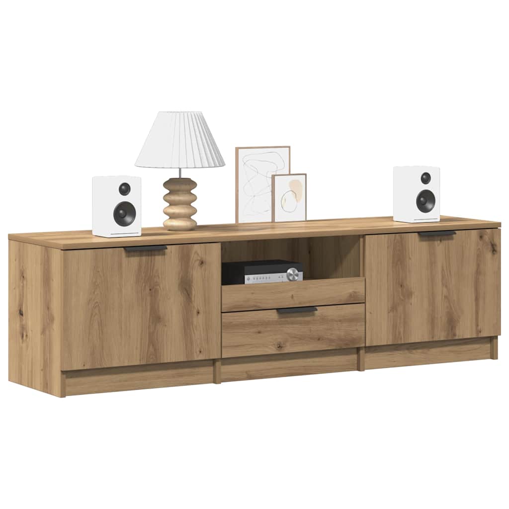 Mueble de TV roble artesanal 140x35x40 cm madera de ingeniería