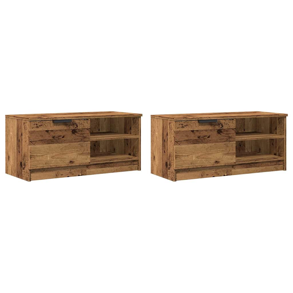 Muebles para TV 2 uds madera contrachapada envejecida