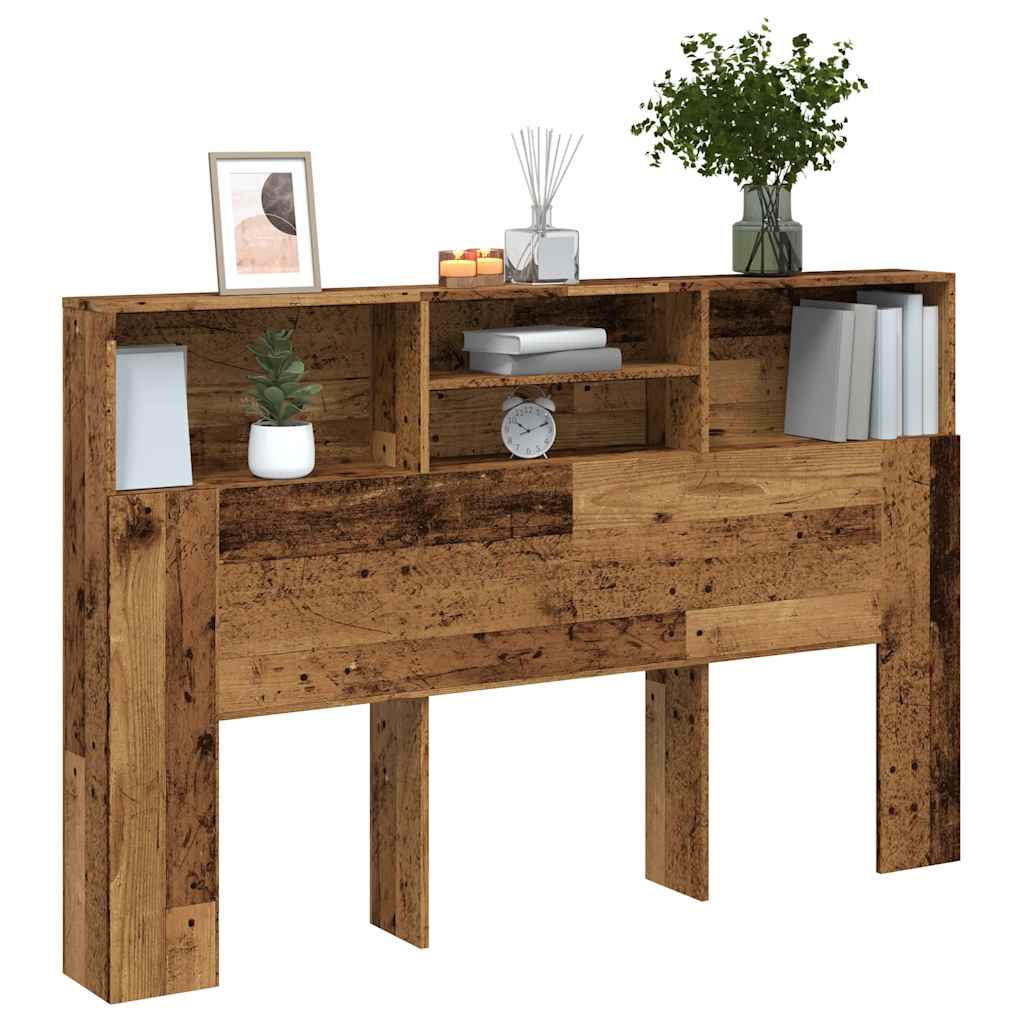 Cabecero armario madera ingeniería envejecida 140x18,5x102,5 cm