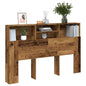 Headboard cabinet in aged engineered wood 140x18.5x102.5 cm