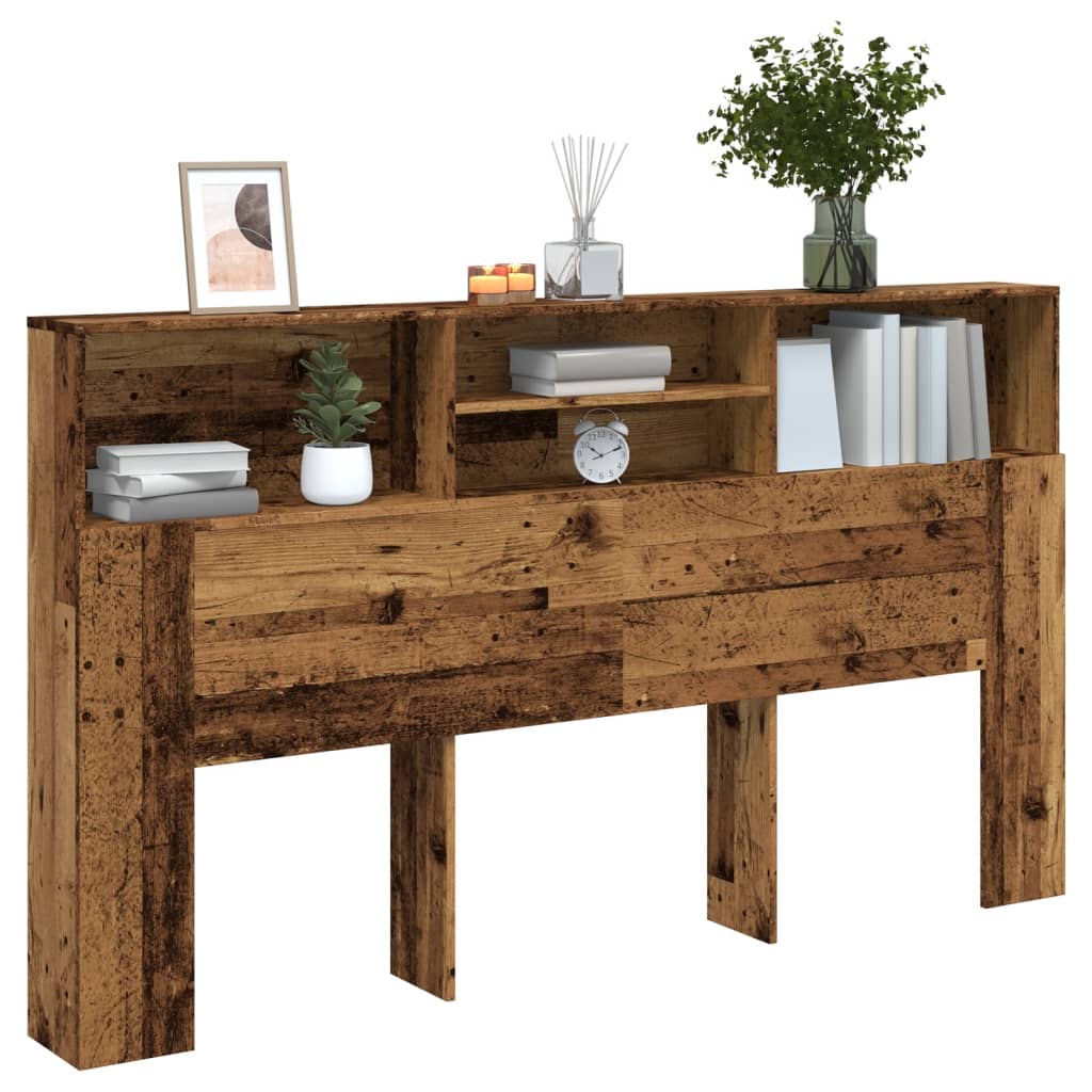 Cabecero armario madera ingeniería envejecida 140x18,5x102,5 cm