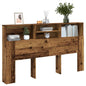 Headboard cabinet in aged engineered wood 140x18.5x102.5 cm