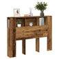 Headboard cabinet in aged engineered wood 140x18.5x102.5 cm