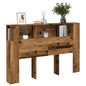 Headboard cabinet in aged engineered wood 140x18.5x102.5 cm