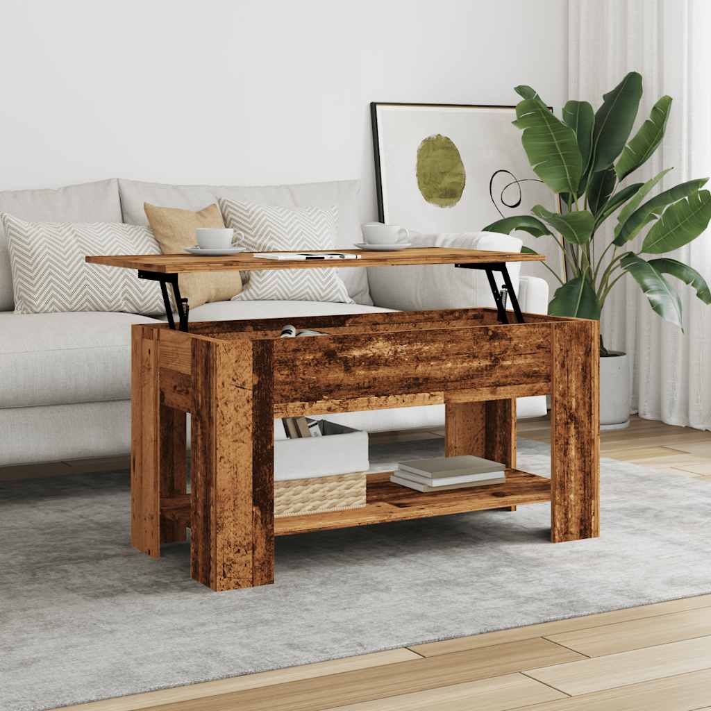 Mesa de centro madera contrachapada blanco 102x50,5x52,5x cm