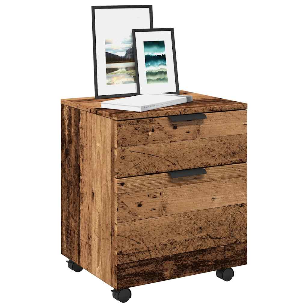 White Plywood Filing Cabinet with Wheels 45x38x54 cm