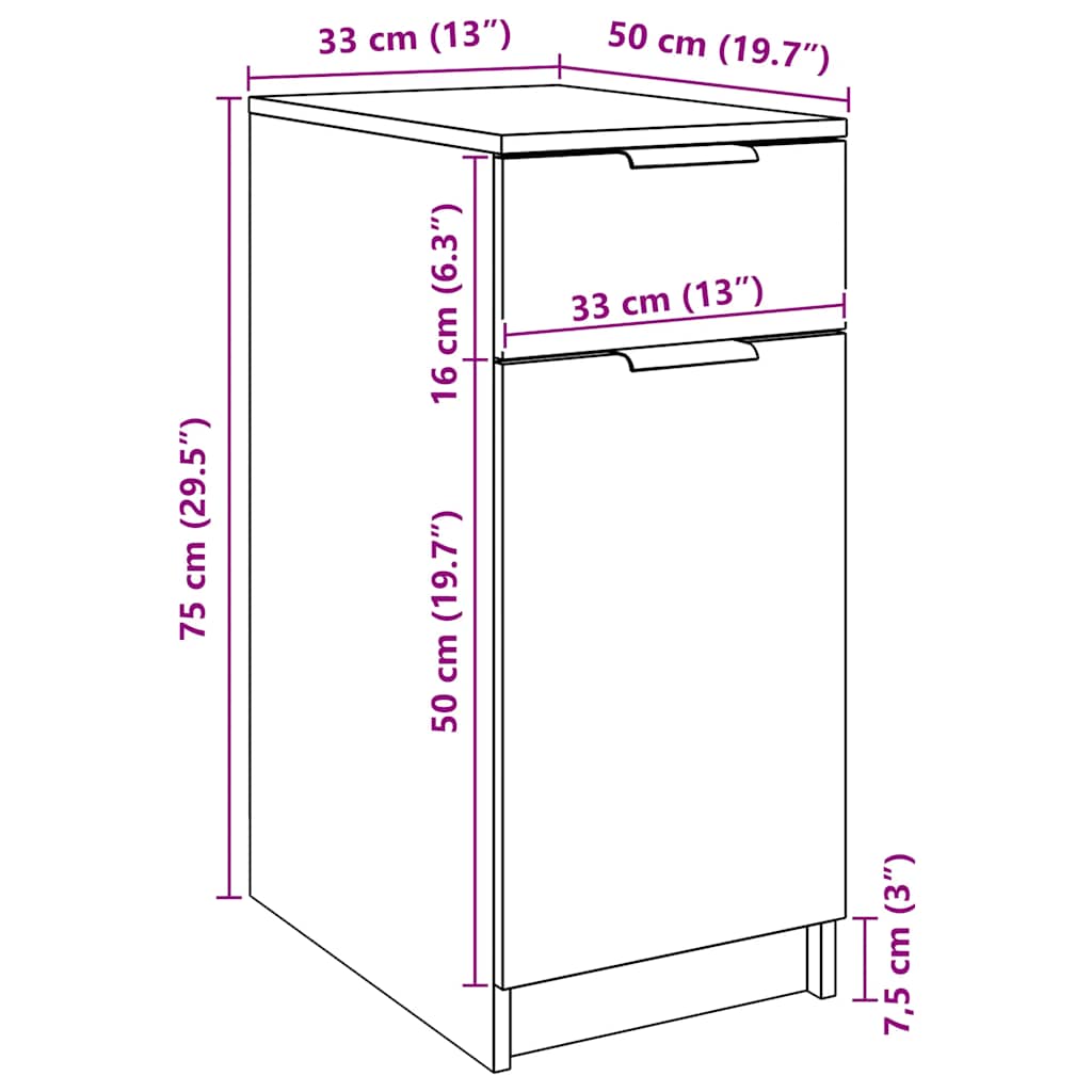 Armario de baño madera ingeniería roble artisan 33x50x75 cm