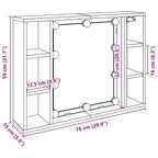 Mueble con espejo y LED madera ingeniería envejecida 76x15x55cm