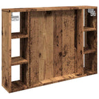 Mueble con espejo y LED madera ingeniería envejecida 76x15x55cm