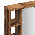 Mueble con espejo y LED madera ingeniería envejecida 76x15x55cm