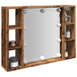 Engineered wood antique mirror cabinet with LED, 76x15x55cm