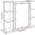 Mueble con espejo y LED madera vieja 70x16,5x60 cm