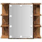 Mueble con espejo y LED madera vieja 70x16,5x60 cm