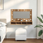 Armario con espejo y LED Roble Artesano 90x31,5x62 cm