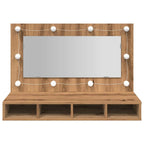 Armario con espejo y LED Roble Artesano 90x31,5x62 cm