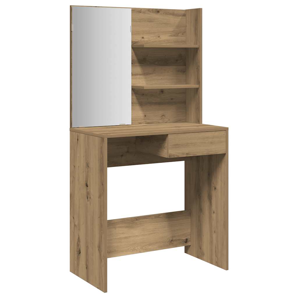 Tocador con espejo roble artisan 74,5x40x141 cm
