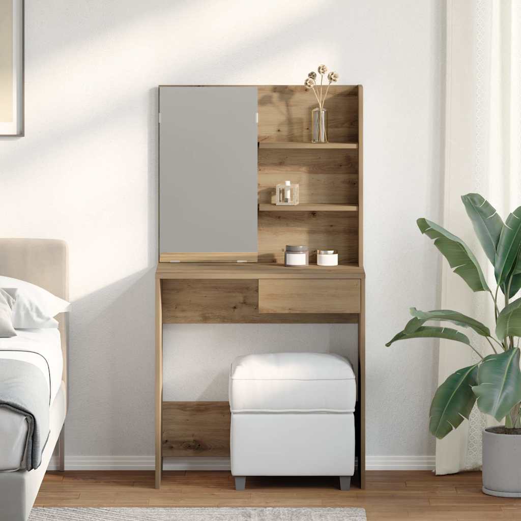 Tocador con espejo roble artisan 74,5x40x141 cm