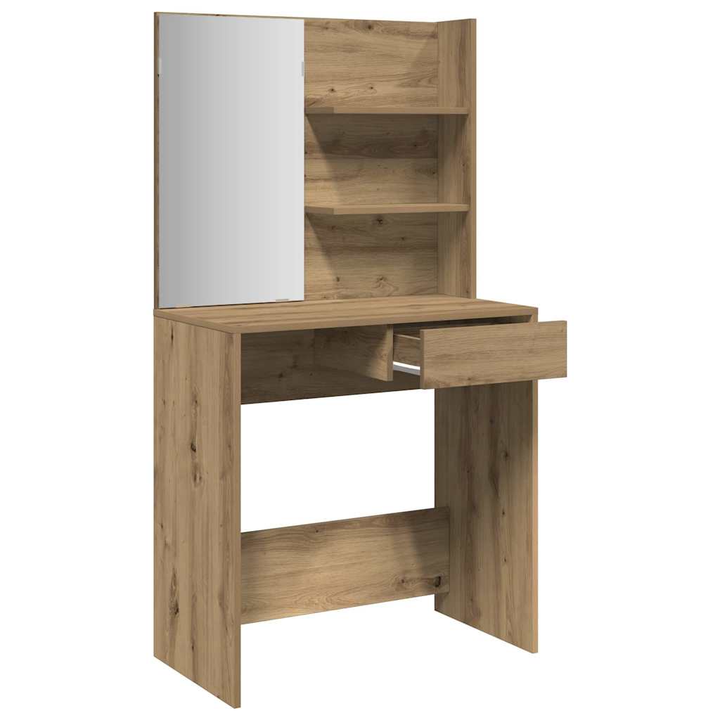 Tocador con espejo roble artisan 74,5x40x141 cm
