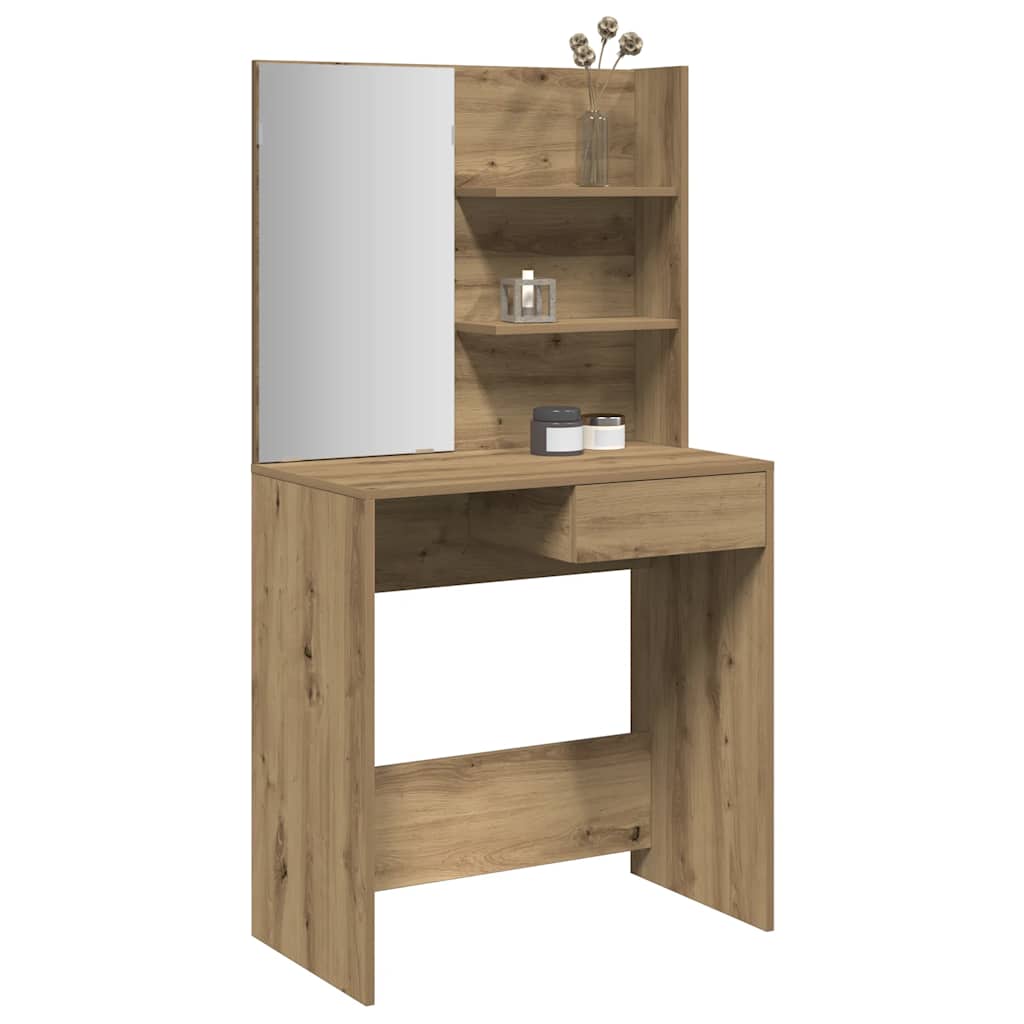 Tocador con espejo roble artisan 74,5x40x141 cm