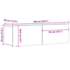 Muebles para TV de pared 2 uds madera envejecida 100x30x30 cm