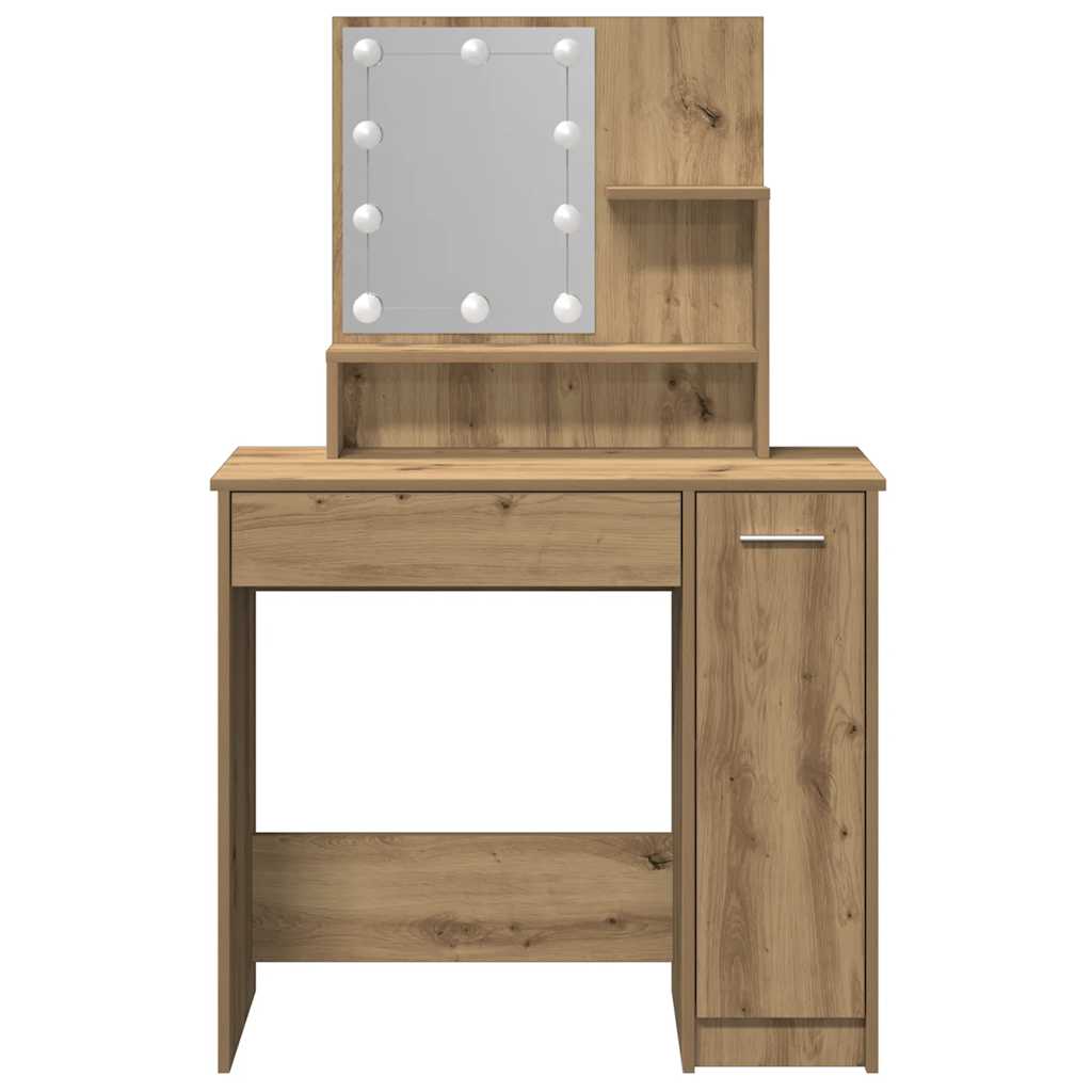 Tocador con luces LED roble artisan 86,5x35x136 cm