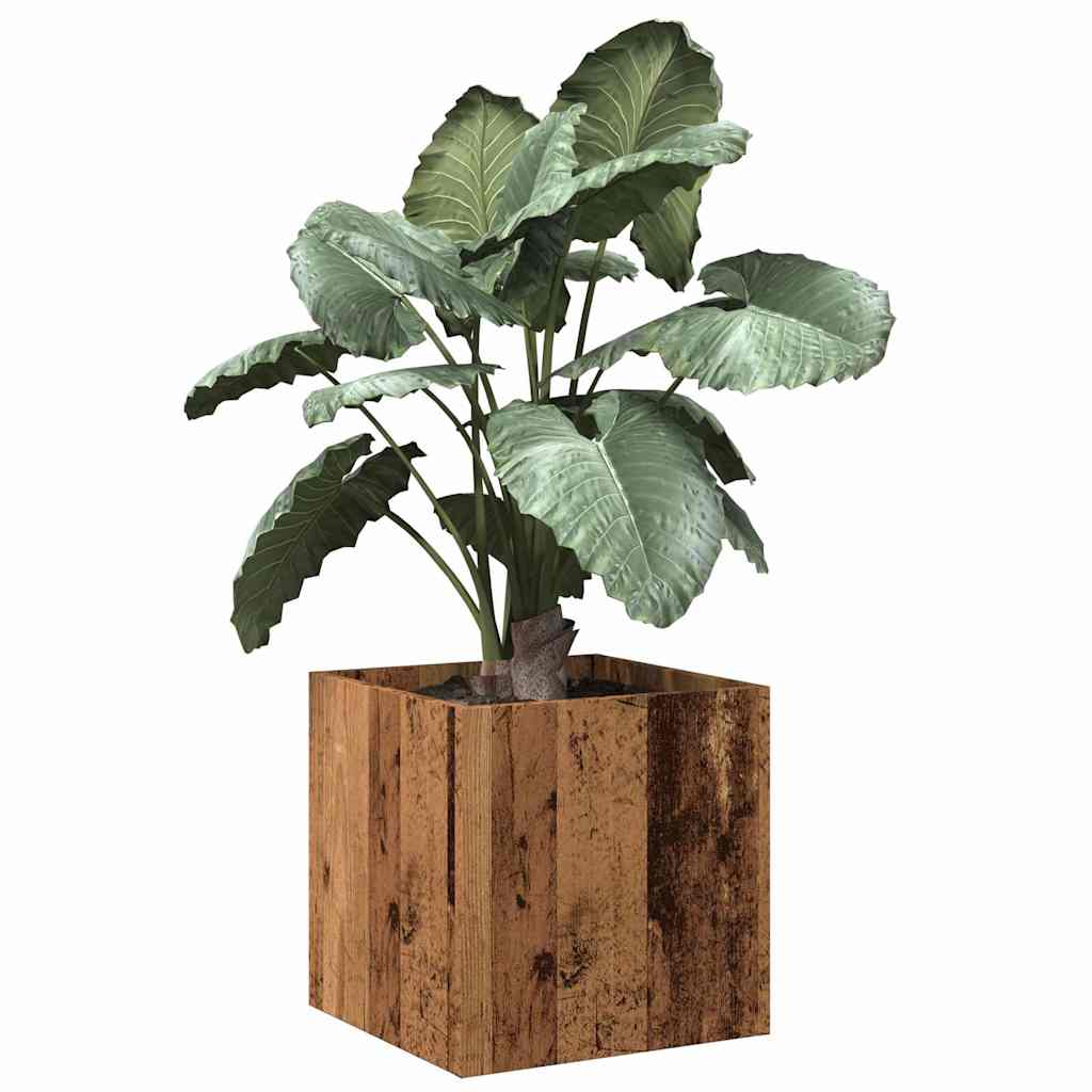 Jardinera con 2 maceteros de ratán sintético gris 90x20x40 cm