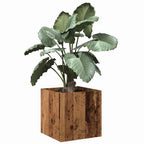 Jardinera con 2 maceteros de ratán sintético gris 90x20x40 cm