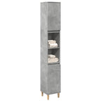 Armario de baño madera contrachapada gris hormigón 30x30x190 cm