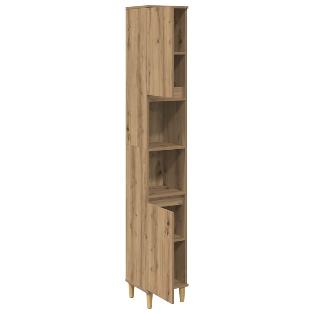 Armario de baño madera contrachapada roble artisan 30x30x190 cm