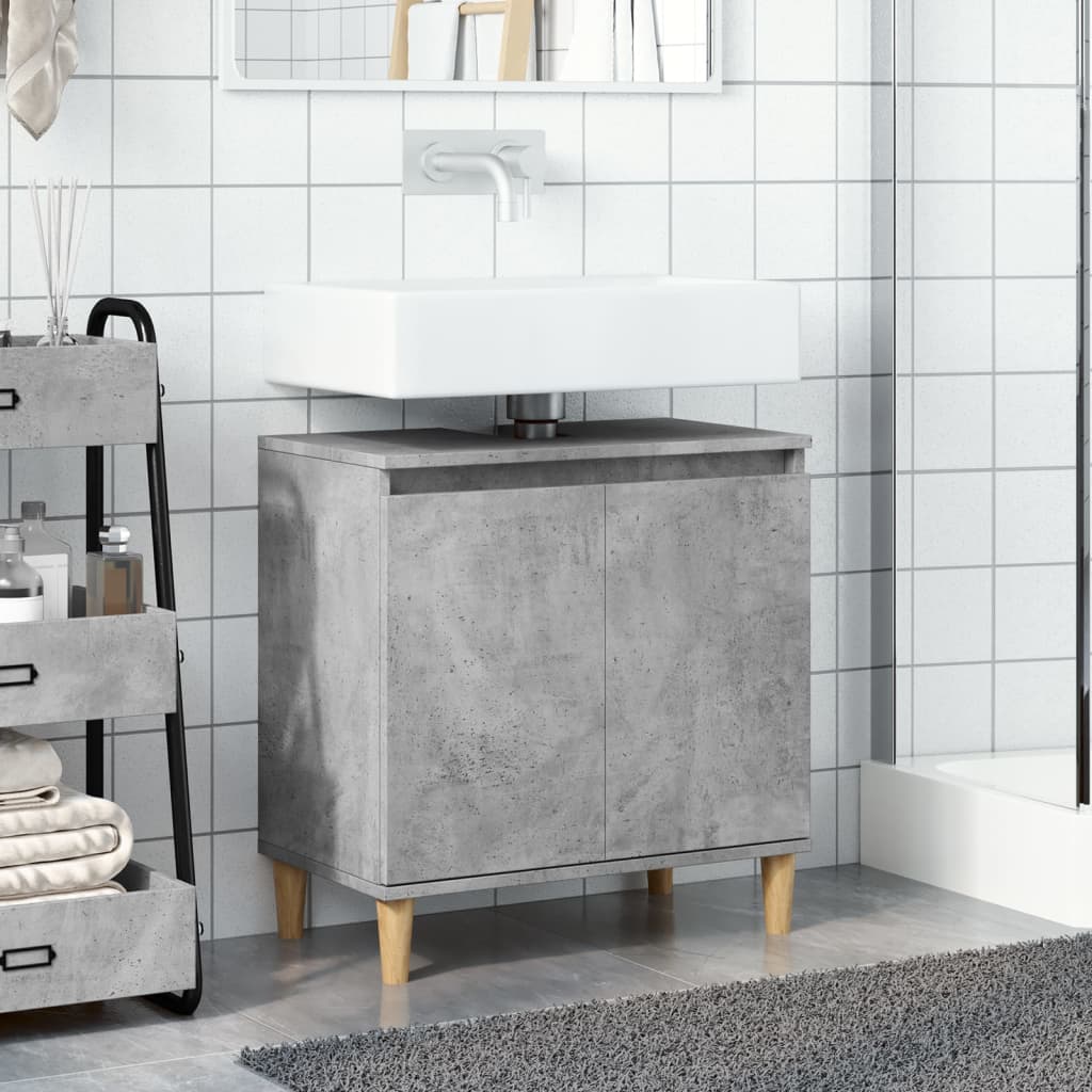 Mueble de lavabo madera contrachapada gris hormigón 58x33x60cm