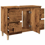 Mueble de lavabo madera ingeniería envejecida 80x33x60 cm