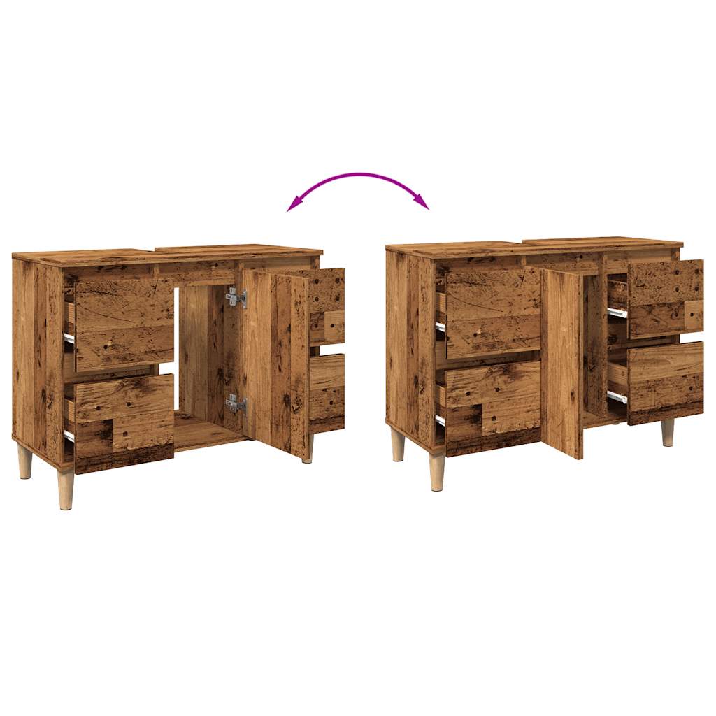 Mueble de lavabo madera ingeniería envejecida 80x33x60 cm