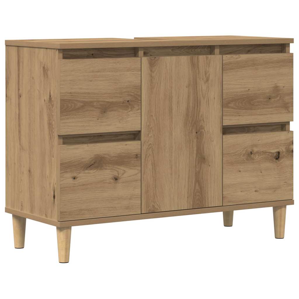 Mueble de lavabo madera ingeniería roble artisan 80x33x60 cm