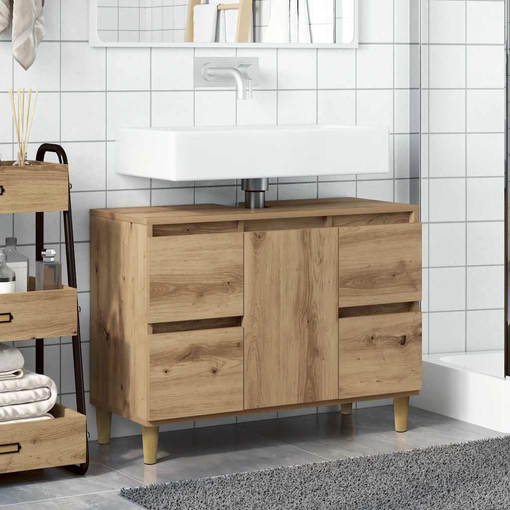 Mueble de lavabo madera ingeniería roble artisan 80x33x60 cm