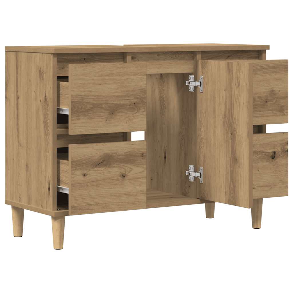 Mueble de lavabo madera ingeniería roble artisan 80x33x60 cm