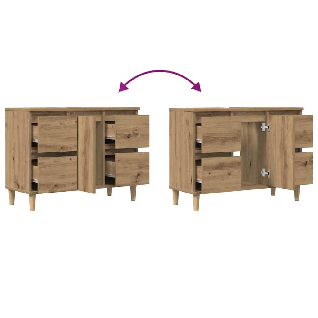 Mueble de lavabo madera ingeniería roble artisan 80x33x60 cm