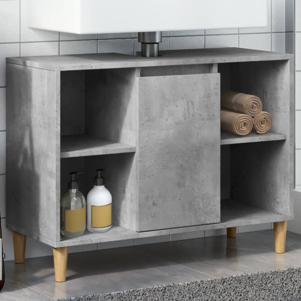Solid mango wood bathroom cabinet black 38x33x160 cm