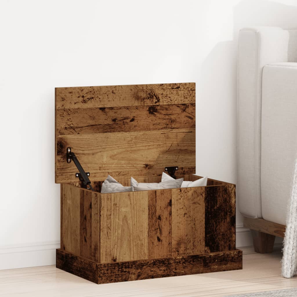 Caja de almacenaje Corona madera maciza de pino 78x78x45 cm