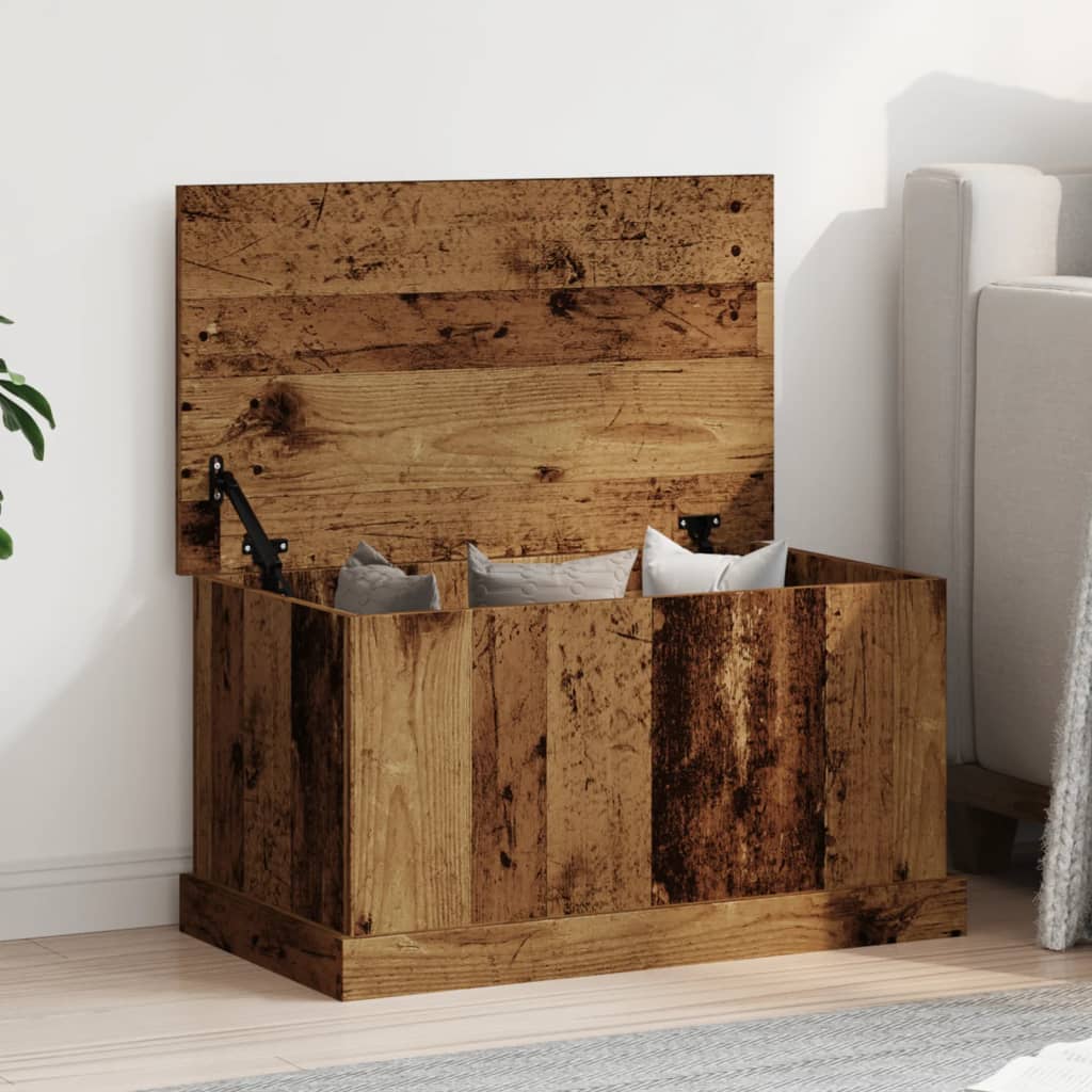 Caja de almacenaje Corona madera maciza de pino 78x78x45 cm